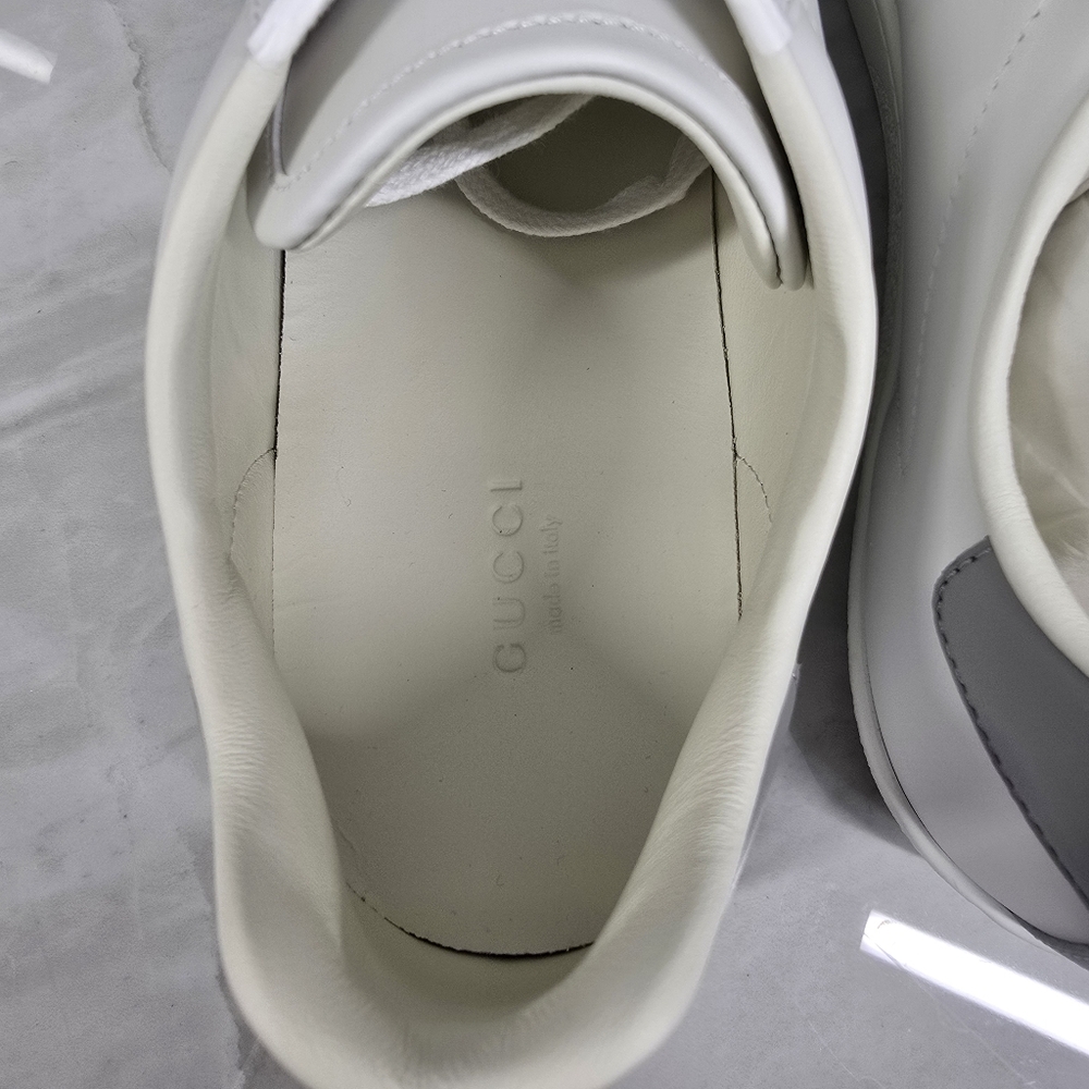 Gucci White Leather Low-Top Sneakers with Perforated G - Picture 6 of 12